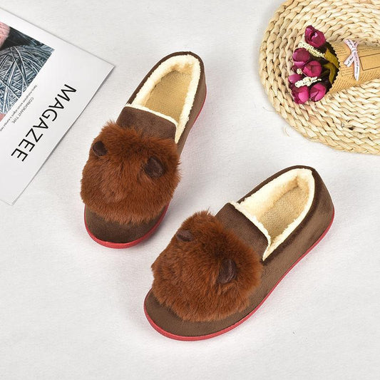 Autumn and Winter Plush Shoes Cotton Slippers Women's Shoes Peas Shoes Casual Warm and Velvet Flat Shoes Moccasins