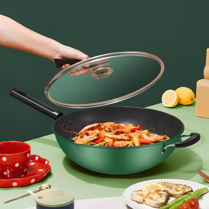 Wok Kitchen Multi-function Not Stocked Pot No Smoke Cooking Pot Furnace Gas Stove Universal Non-stick Pan Frying Pan with Cover