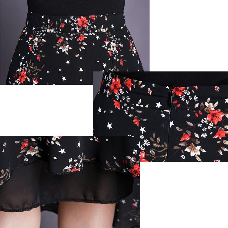 Women Fashion Florals Print Long Skirt Female Elastic High Waist Chiffon Casual Beach Skirts Summer