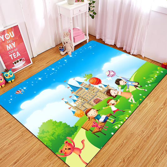 Cartoon England Castle Printed Carpet for Living room bedroom bedside Baby Crawl Mat Kids Rugs