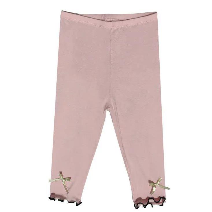 Girls' Leggings Children's Spring and Autumn Thin Bow Korean Cropped Trousers Baby Outer Wear and Inner Wear Stretch Pants