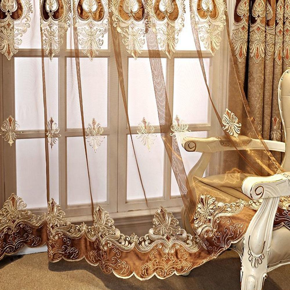 1/2pcs Modern European Style Embroidered Thick Luxury Curtains for Living Room Balcony Bedroom Blackout Curtains