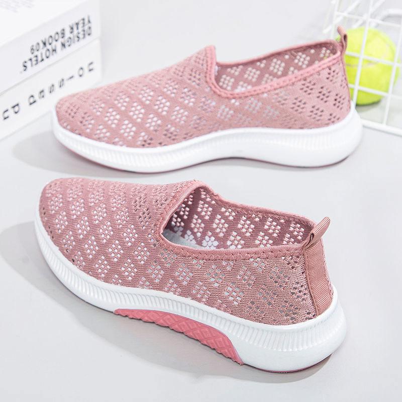 Summer Mesh Shoes Ladies Fly Woven Mesh Shoes Breathable Leisure Sports Low-top Non-slip Running Shoes