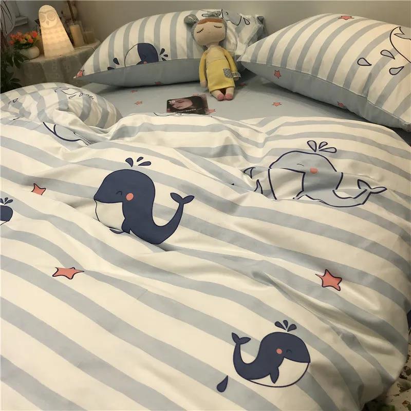 Gray Cosmic Starry Sky Four-piece Bedding Single and Double Quilt Cover Dormitory Cotton Bed Linen Set Quilt Cover Bed Sheet Pillowcase Bedding