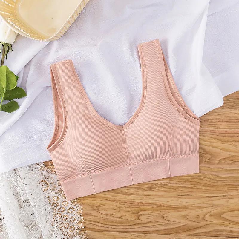 Korean Version of The Shock-proof Sling Gathered No Steel Ring Beautiful Back Elastic Skin-friendly Breathable Vest Type Women's Underwear Bra