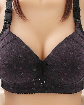 Ladies Pure Cotton Large Size Thin Underwear Anti-sagging Bra No Steel Ring Gathering Breathable Sexy Fashion Printing Pattern Bra