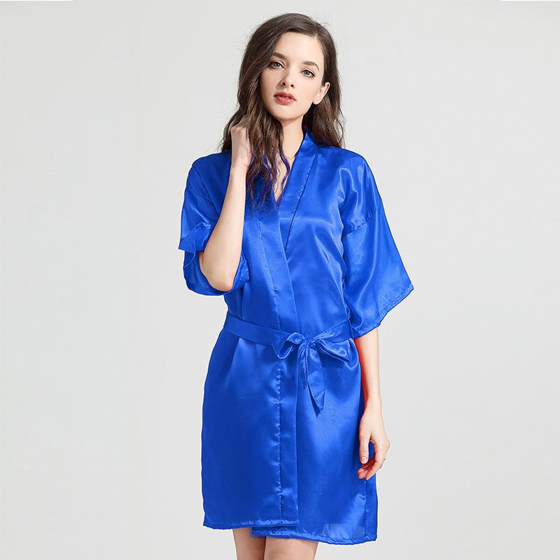 Spring and Autumn Sexy Bathrobe Nightgown Summer Simulation Silk Thin Silk Pajamas