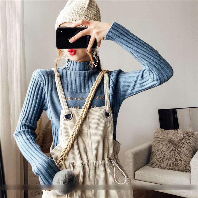 Autumn and Winter Half Turtleneck Sweater Long-sleeved Fashion Jacket Loose Casual Young Women's Top