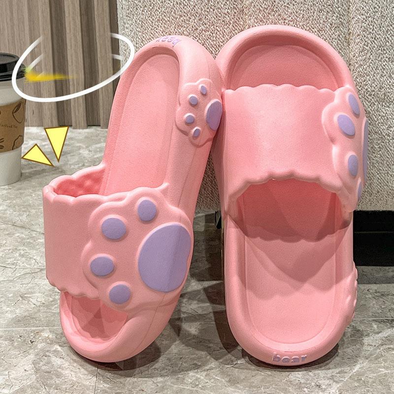 Cloud Bear Paw Soft Sandals and Slippers Women Cute Summer Home Non-slip Indoor Couple Thick-soled Shoes Men