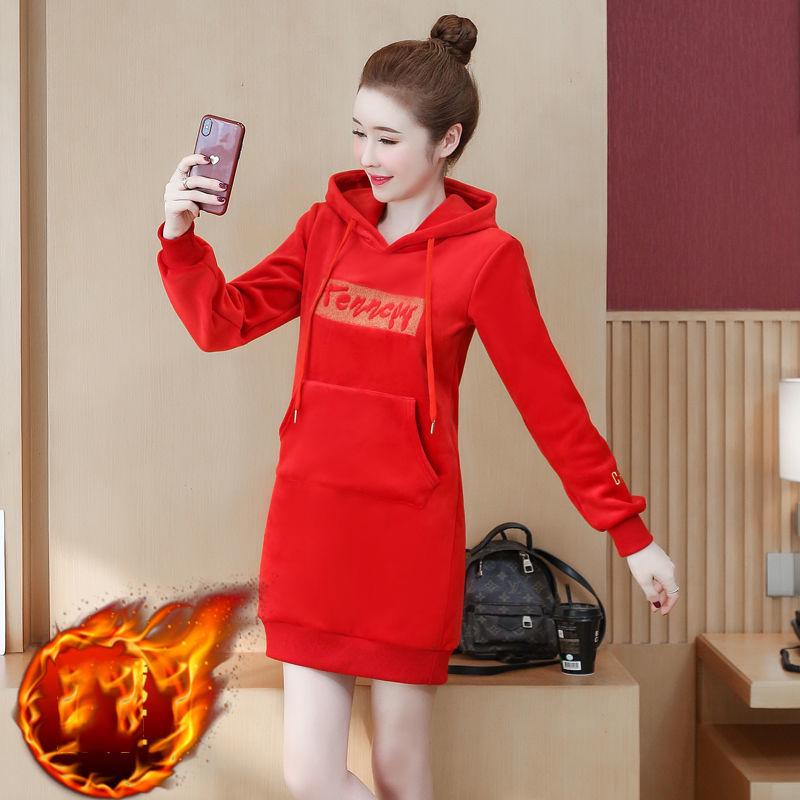 Fashion Trend Gold Velvet Sweater Autumn and Winter Thickening Plus Velvet Warm Hooded Blouse