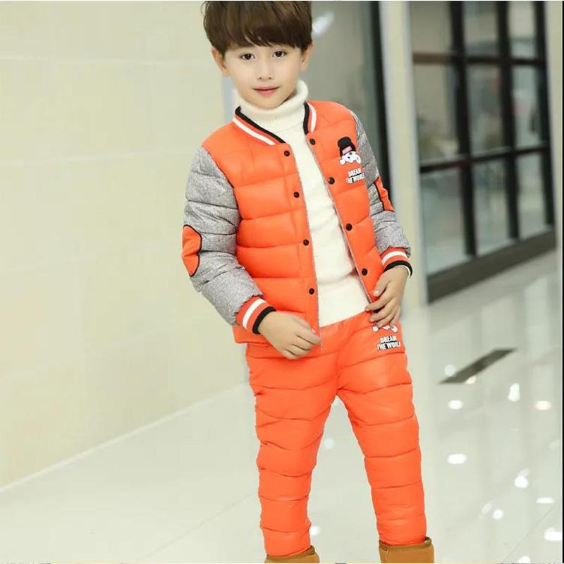 Winter Children's Down Padded Jacket Middle and Small Children's Warm Cotton-padded Jackets Liner Jacket Suit Two-piece Suit for Boys and Girls