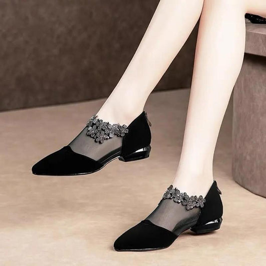 Spring and Summer Black All-match Comfortable Soft-soled Mother Shoes Mesh Low-heeled Shoes Flat Shoes Sandals Women's Work Shoes