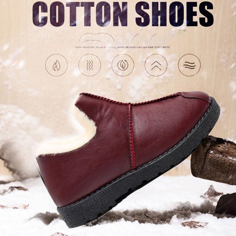 Winter Waterproof Leather Women's Cotton Shoes Women's Shoes Plus Velvet Warm Cotton Shoes Casual Non-slip Shoes