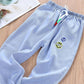 Children's Mosquito Pants Boys and Girls Spring and Autumn Thin Sports Jeans Embroidery Casual Pants Knickerbockers Denim