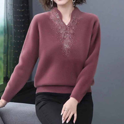 Plus Velvet Bottoming Shirt Women Autumn and Winter Models Double-sided German Velvet Mother Wear All-match Long-sleeved T-shirt Women