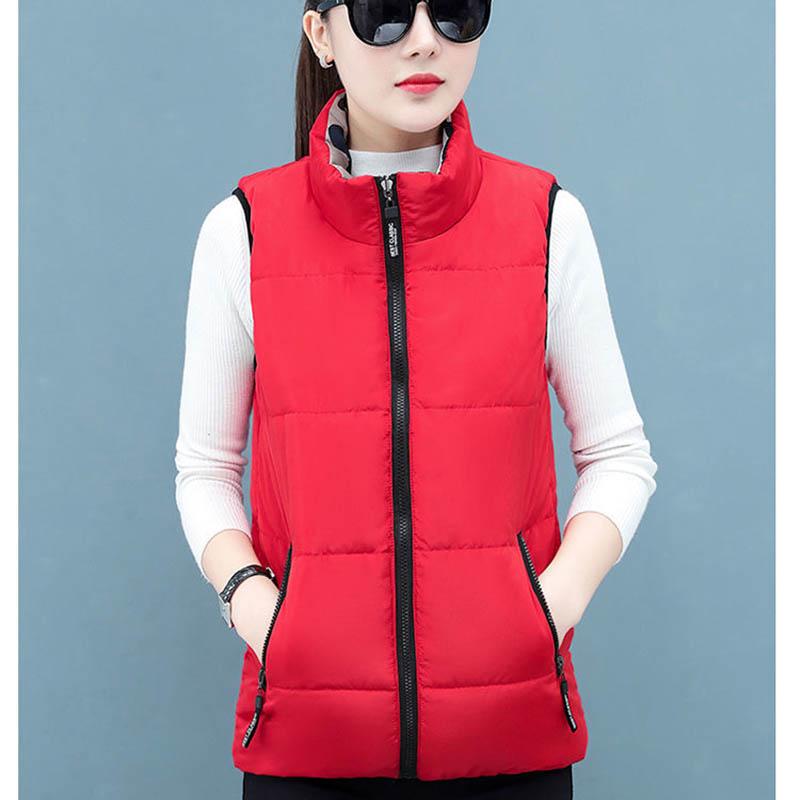 Two-sided Cotton Vest Women's Short Large Size Thick Winter Waistcoat Vest Jacket