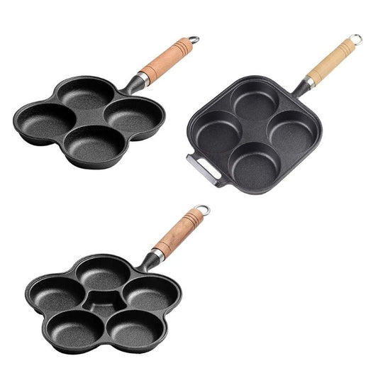 4/6 Holes Omelet Pan for Burger Eggs Ham PanCake Maker Frying Pans Non-stick No Oil Smoke Breakfast Cooking Pot