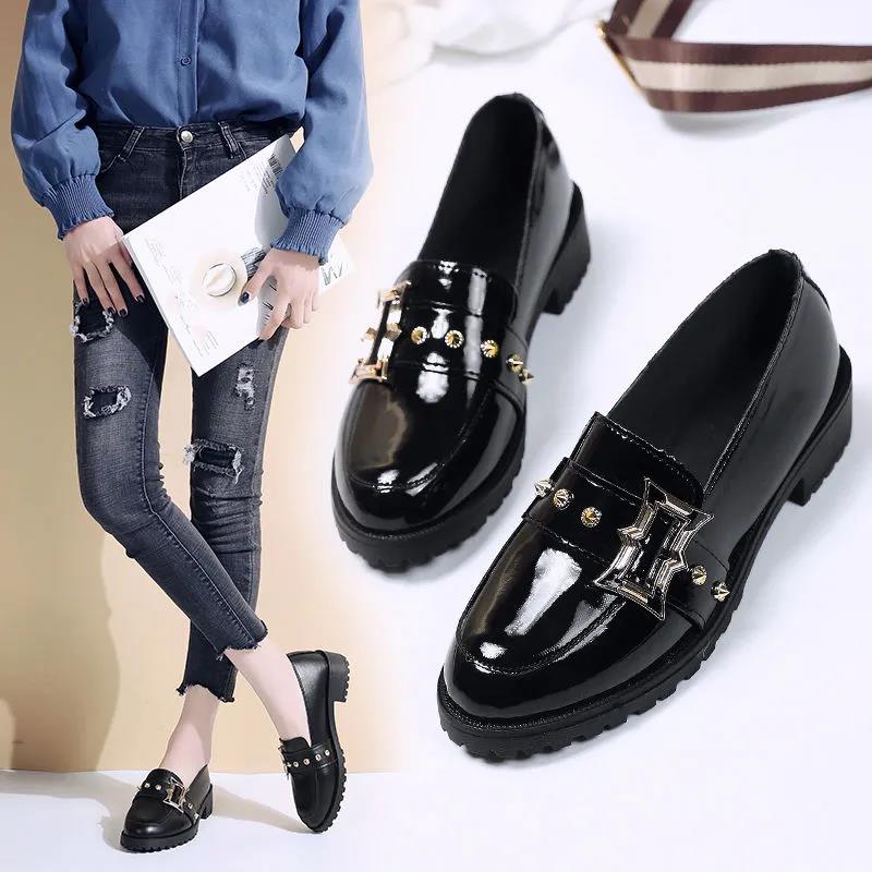 Small Leather Shoes Female Students Spring and Autumn All-match Thick-heeled Single Shoes British Style Casual Work Shoes