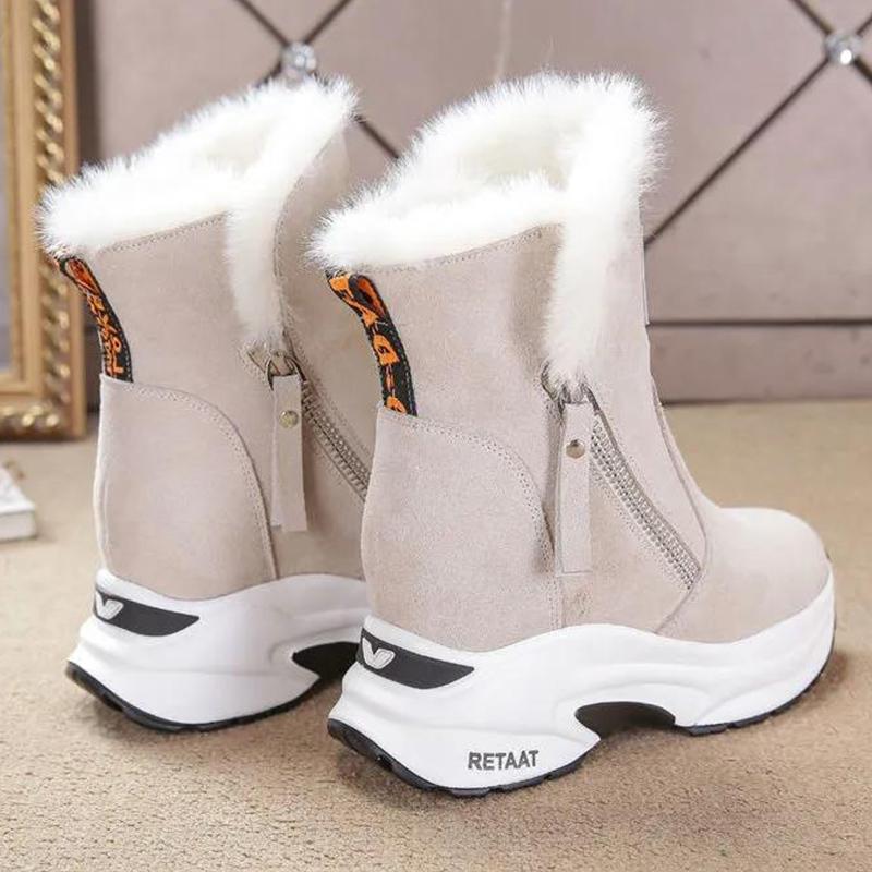 Thick-soled Snow Boots Ladies Winter All-match Inner Heightening Women's Shoes Plus Velvet Thickening Martin Boots Warm Boots