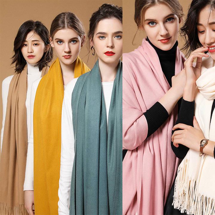 Winter Cashmere Scarf Women Thick Warm Shawls Wraps Lady Scarves Fashion Tassels Pashmina Blanket