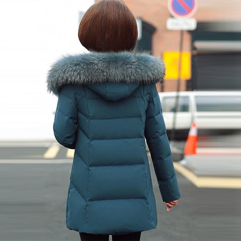 Women's Mid-length Down Jacket Winter Korean Loose Cotton Clothes Casual Hooded Padded Jacket Quilted Jacket