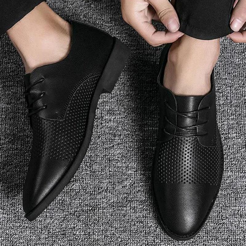 Business Sneakers Men's Pointed Leather Shoes Casual Breathable Sandals Lazy Shoes Soft Leather Soft Sole Breathable Shoes