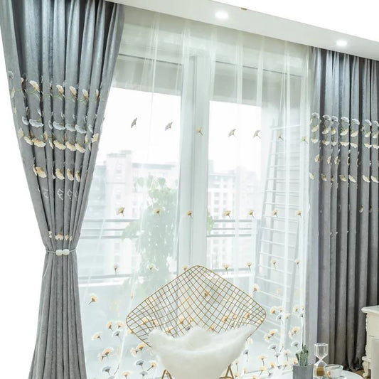 High-end Chenille Embroidery Curtain Finished Simple Modern Bedroom Pink Bay Window Curtain Warm Girl Princess Style