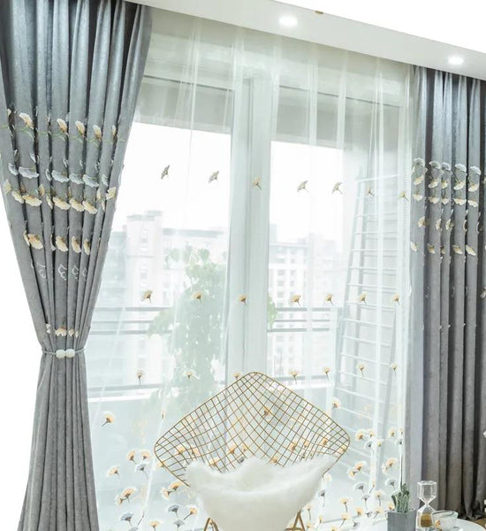 High-end Chenille Embroidery Curtain Finished Simple Modern Bedroom Pink Bay Window Curtain Warm Girl Princess Style