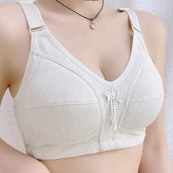 Women's Underwear Ultra Thin Large Size Lace Bra No Rims Gathering Anti-sagging Solid Color Bra