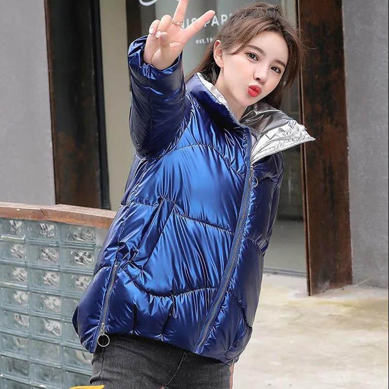 Disposable Glossy Short Down Down Cotton Jacket Women's Loose Stand-up Collar Cotton Jacket Bread Jacket Women's Jacket Trendy