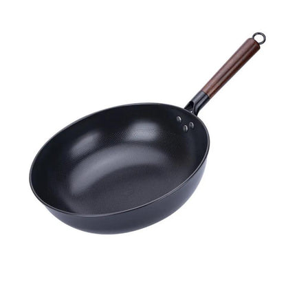 No-open Pot Household Healthy Uncoated Single Small Pure Iron Pot Wooden Handle Cooking Pot Induction Cooker Gas Stove Universal