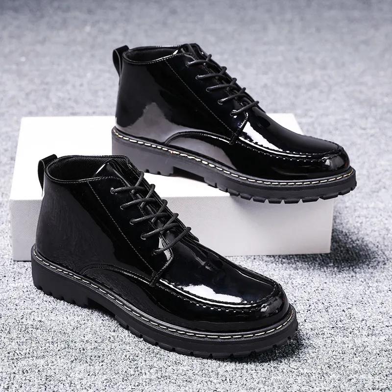 Leather Shoes Men's Leather Boots Student Martin Boots Boots Winter Men's Shoes Plus Velvet  Shoes