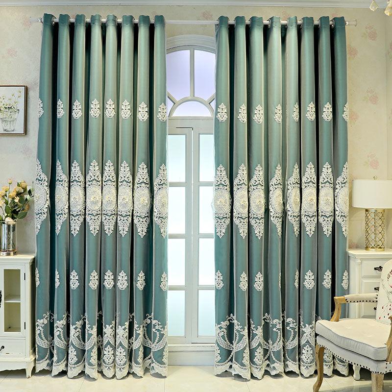 Embossed High-end Embroidered Curtains Thicken Shading Cloth for Living Room and Bedroom Shading Curtains (175×270cm)