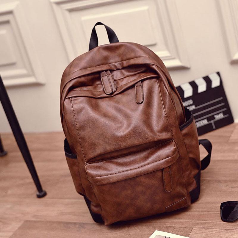 Backpacks for Men and Women Trend Retro PU Leather Casual Fashion Travel Large Capacity