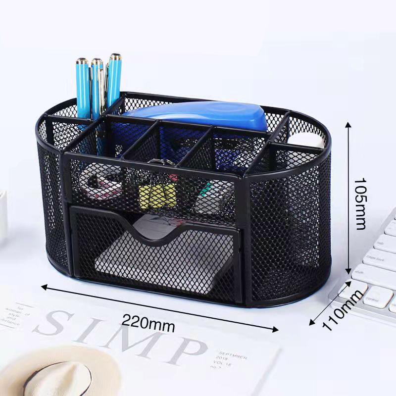 Multifunctional Iron Pen Holder Mesh Storage Box Mesh Hollow Pen Pot Makeup Brushes Storage Desk Pen Holder