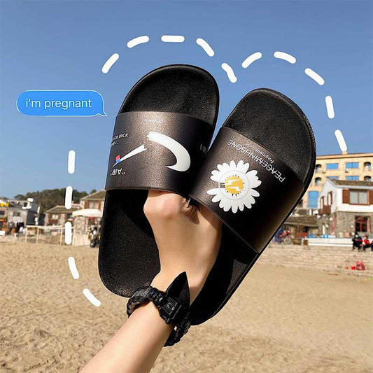 Fashion outdoor wear sandals and slippers male personality word drag couple  non-slip beach shoes