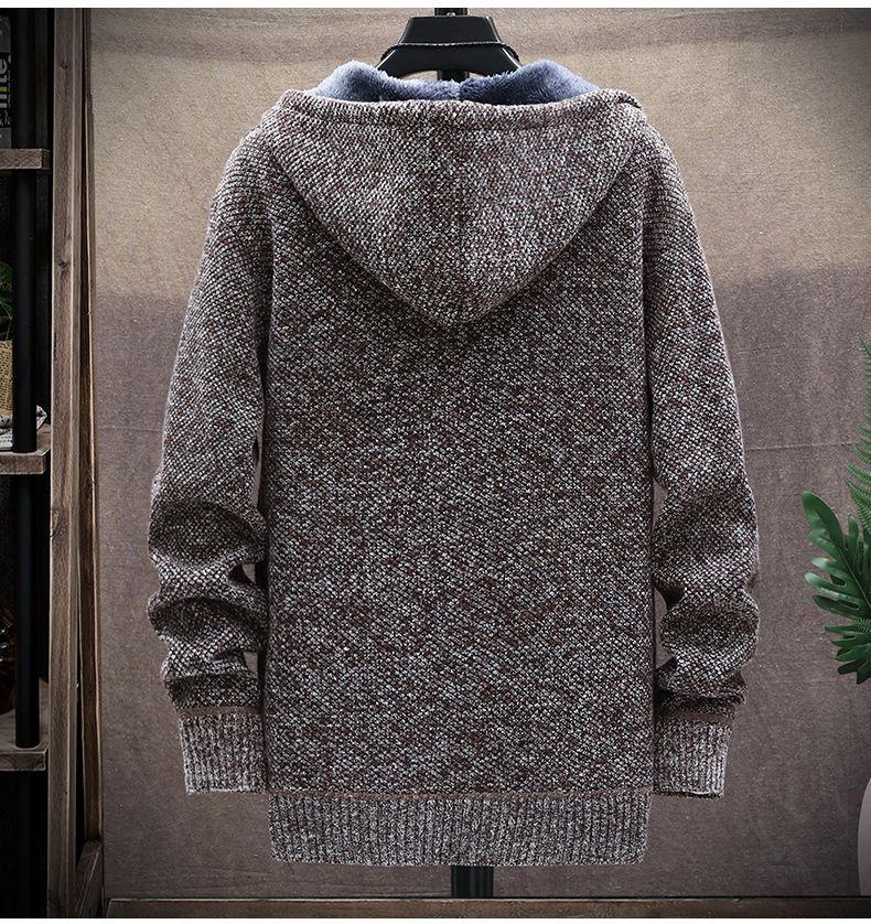 Men's Autumn and Winter Knitted Jacket Youth Jacket Knitted Handsome Casual Hooded Jacket