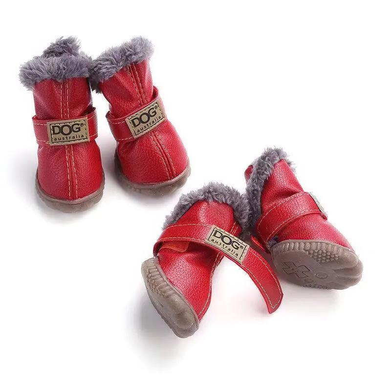 Dog Shoes Teddy Cotton Shoes Autumn and Winter Pet Snow Boots Non-slip Small Dogs Warm and Velvet Puppy Bichon Hiromi Pet Dogs Cat Walking Shoes