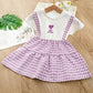 Girls Dress Short-sleeved Stitching Plaid Skirt Children's Highlights Fake Two-piece Princess Dress