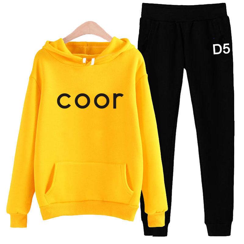 Casual Sports Fashion Loose Suit Women Fall Autumn Hooded Long-sleeved Sweater Running Two-piece Suit