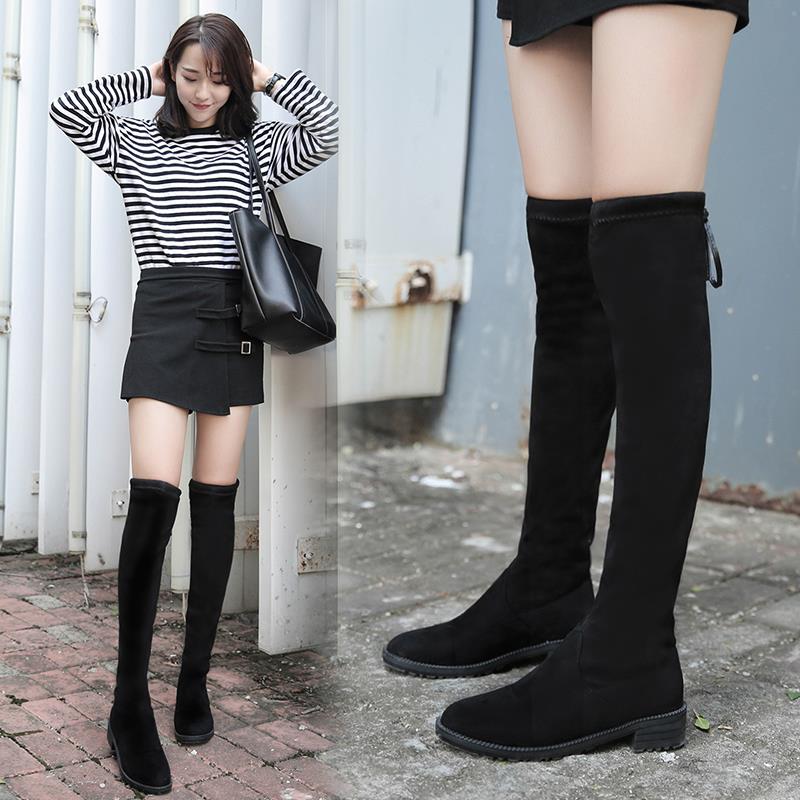 Autumn and Winter Casual Boots Women's High-heeled Stretch Wild Boots Women's Snow Boots