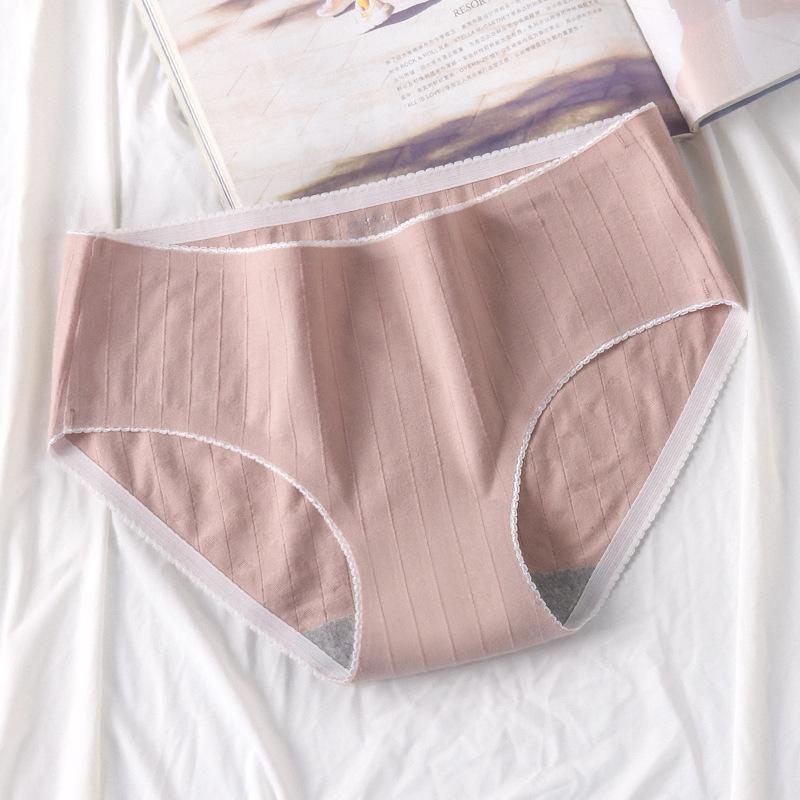 5Pcs/Set Underpants Women's Large Size Cotton Panties Solid Color Mid-waist Seamless Lace Girl's Briefs