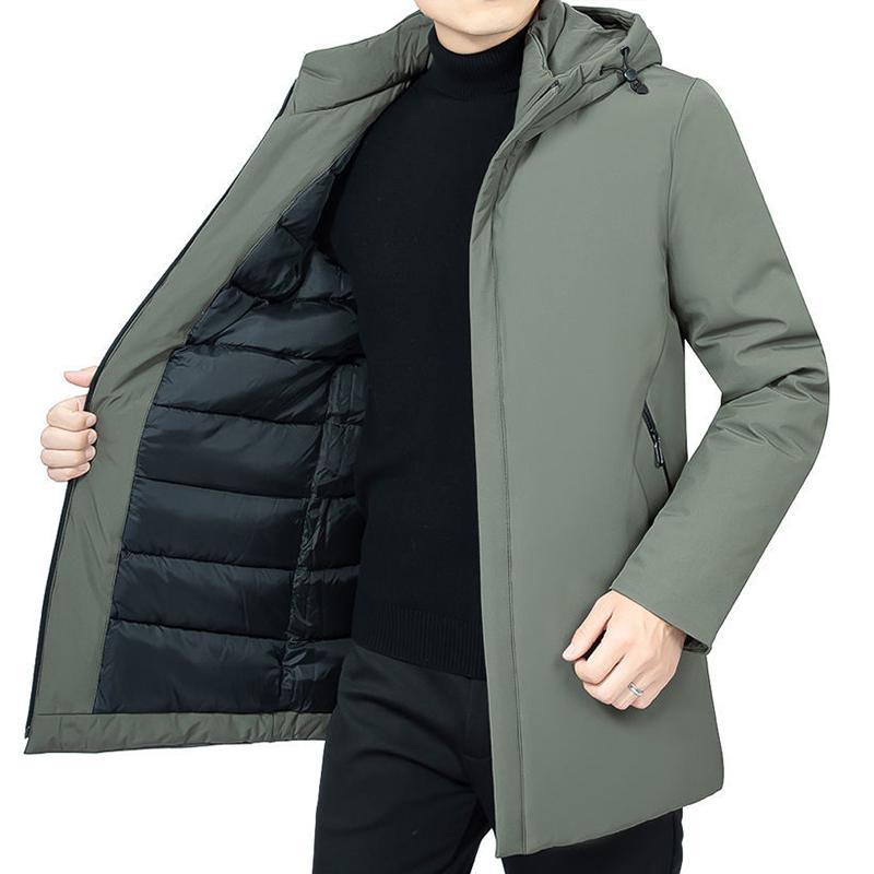 Mid-length Padded Jacket Men's Winter Jacket Down Padded Jacket Plus Velvet Thick Winter Padded Jacket Tide