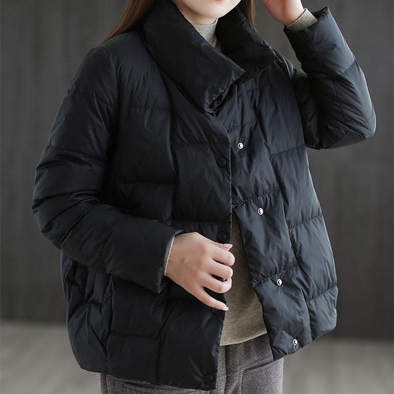 Stand-up Collar Down Padded Jacket Women's Winter Loose and Versatile Lightweight Cotton-padded Jacket Short Coat Padded Jacket