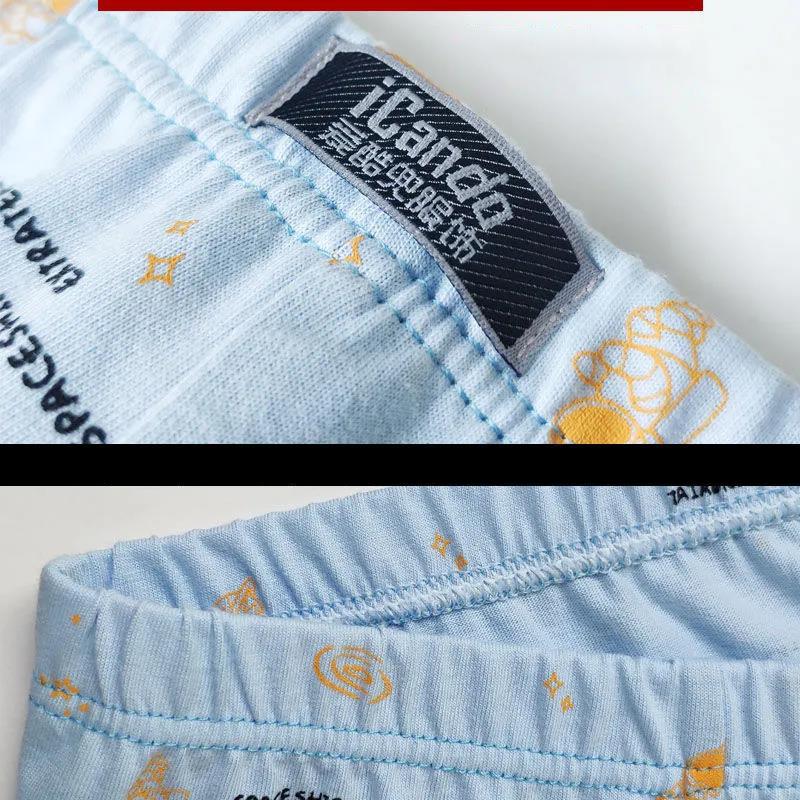 4-pack of 100% Cotton Printed Underwear Men's Boxer Large Size Mid-waist Middle-aged and Elderly Breathable Antibacterial Boxers