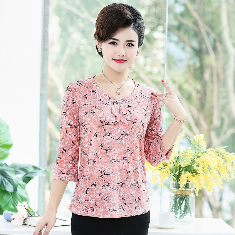 Summer T-shirt Women's Loose Round Neck Sleeve Bottoming Shirt Women's Jacket Fabric Light and Breathable Leisure and Comfortable