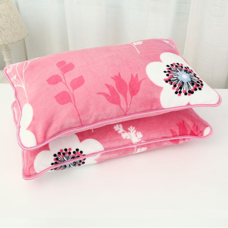 Coral Velvet Pillowcase Flannel Pillow Cover Winter Thicken A Pair of Pure Color Zipper Pillowcases 48*74cm