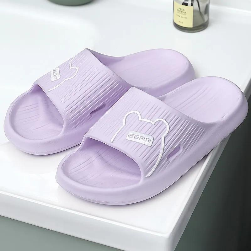 Bear Couple Slippers Indoor Simple Thick Bottom Sandals and Slippers Men's Outdoor Flip-flops Women's Home Non-slip Soft Mute Bathroom Bath Slippers