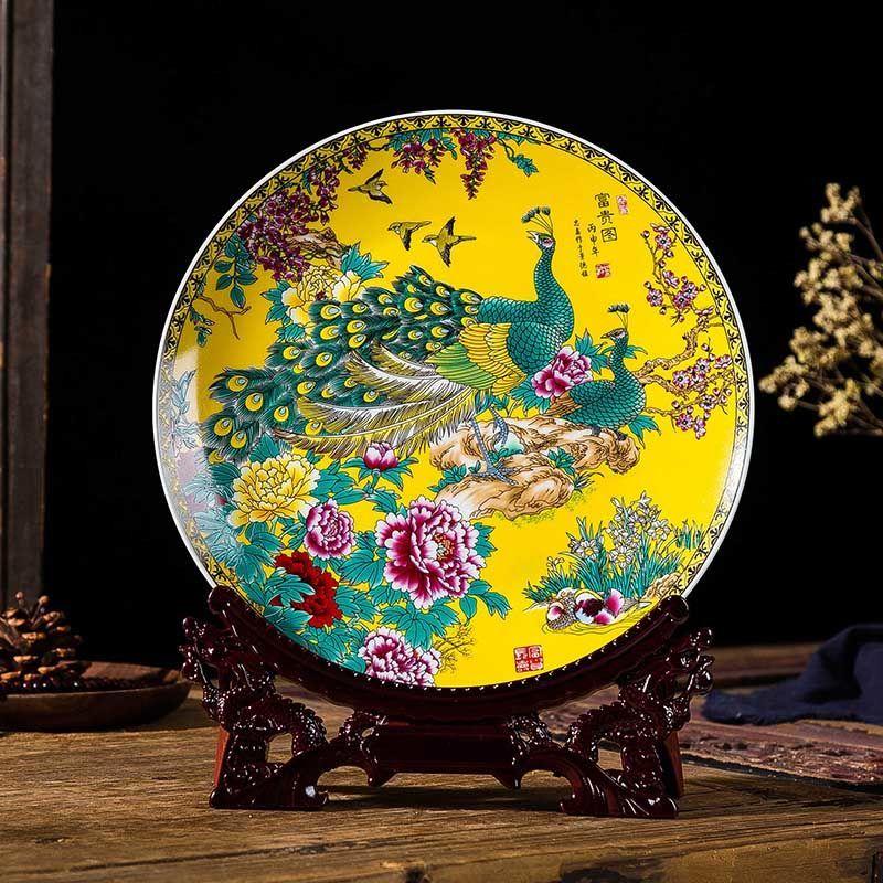 Famille Rose Porcelain Plates Chinese Traditional Ornaments Antique Cultural Relics Ornaments Creative Crafts