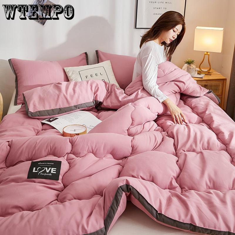 Winter Quilt Solid Color Thickened Washed Quilt Core Three-dimensional Warm Winter Quilt Quilt Double Bedding Bed Linings